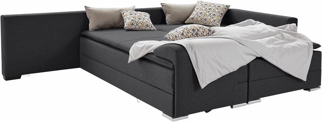 INOSIGN Ecksofa »Night & Day L-Form, B: 324 cm« mit Bettfunktion, Bettkasten & 3 Zierkissen, Boxspringbett 180x200 cm