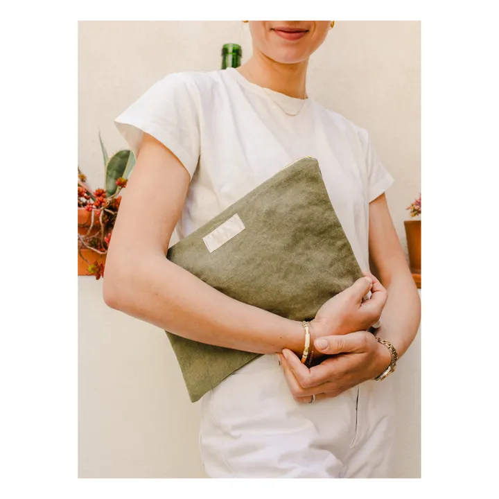 Adorna Pochette en lin | Vert kaki