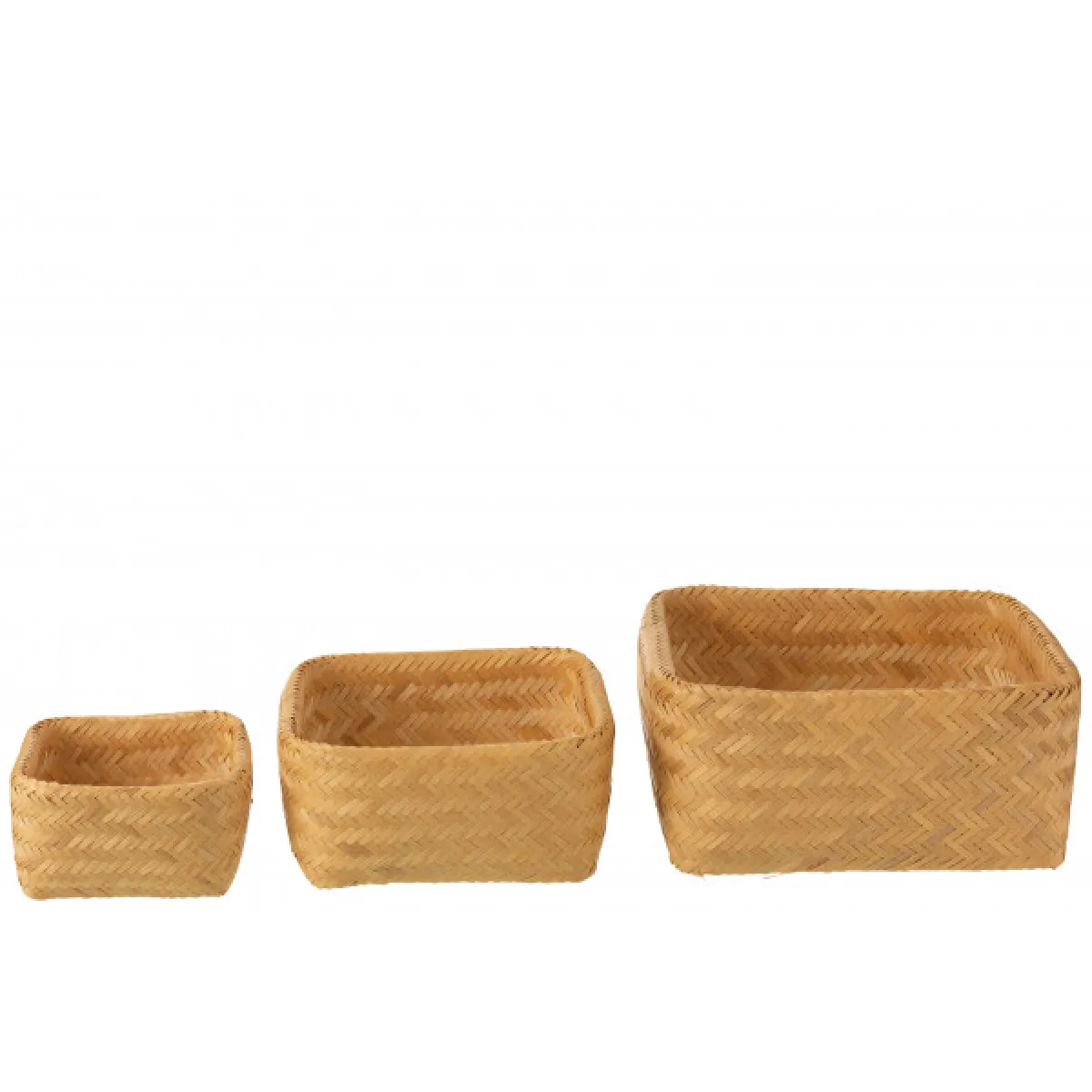 Dansmamaison Set de 3 paniers carrés bambou