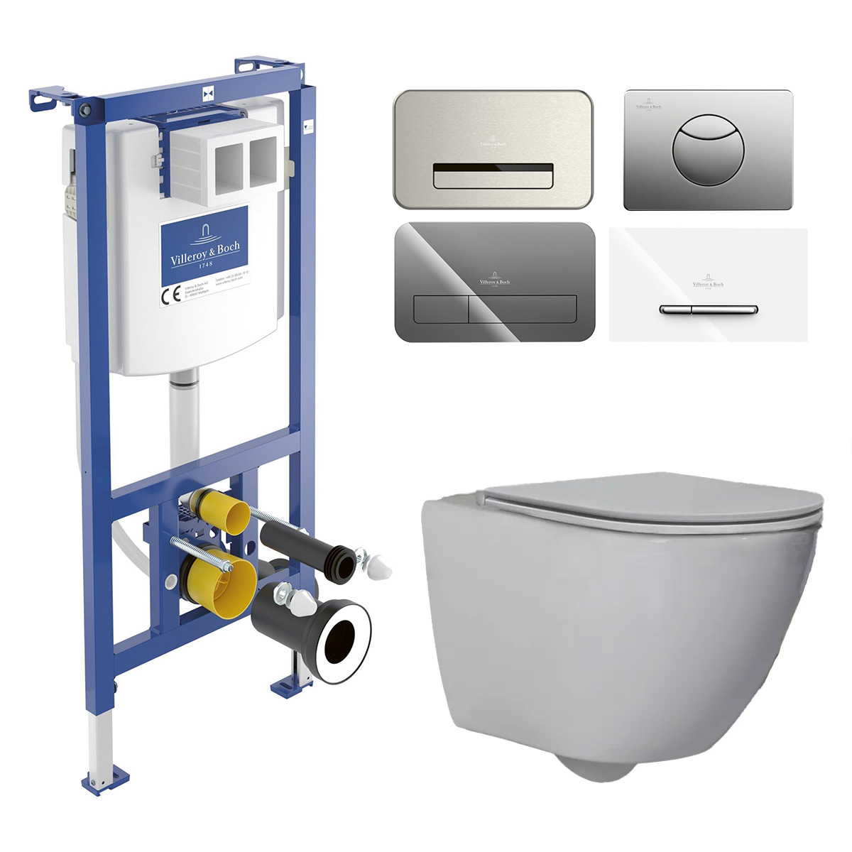 Villeroy & Boch ViConnect toiletset met Saniclear Jama compact randloos toilet wit glans