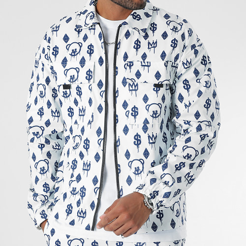 Veste Zippée Lifestyle Maison De Couture 0063 Blanc Bleu Marine