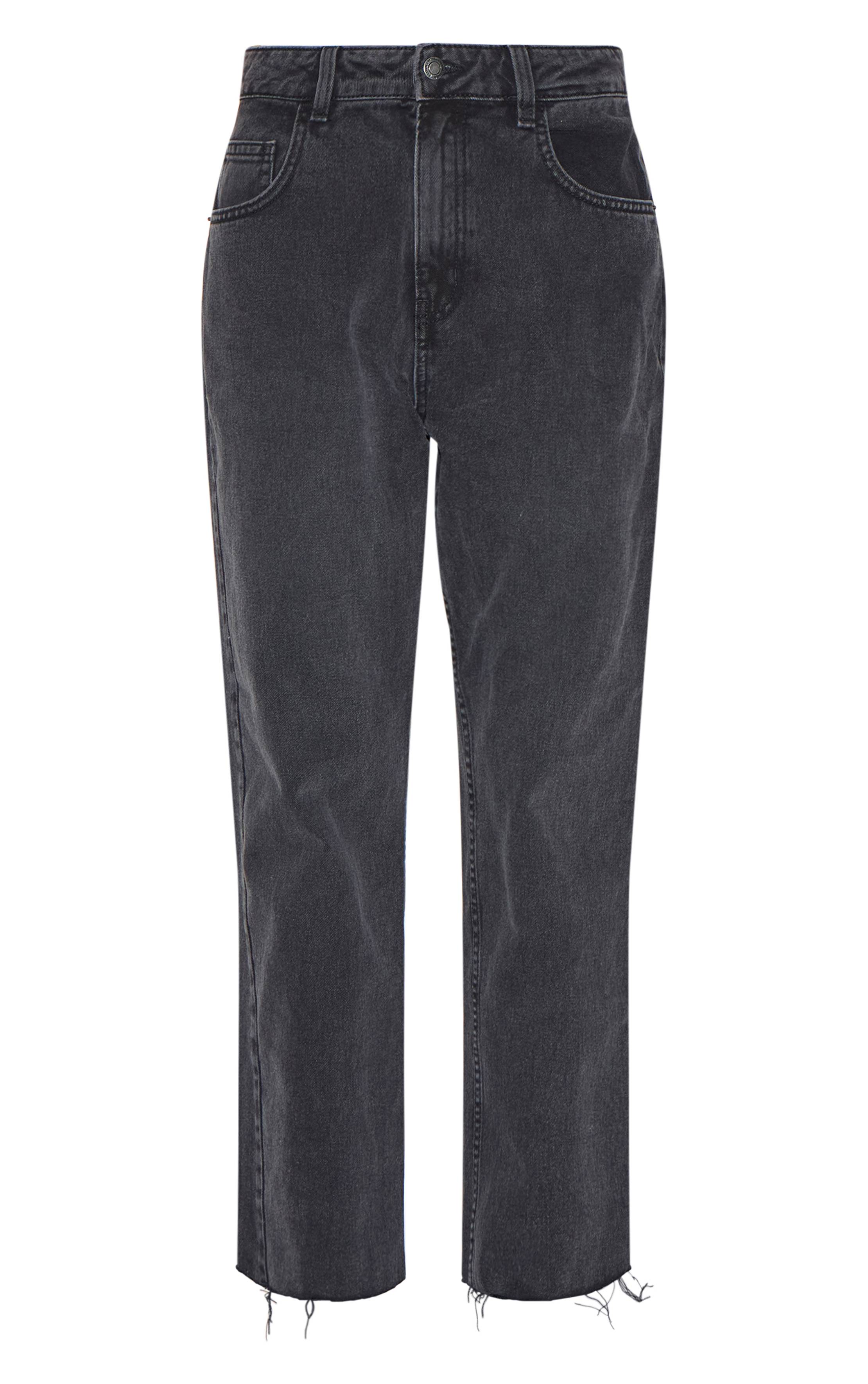 Noir Délavé Jean Droit Taille Haute Prettylittlething