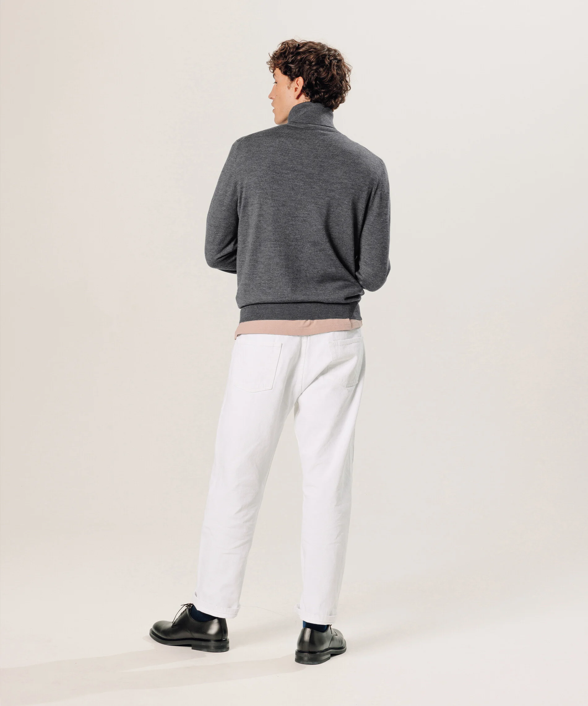 Pull col roulé en laine mérinos | Gris