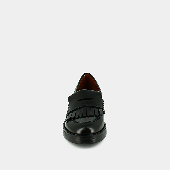 Mocassins à bouts ronds  en cuir glacé noir