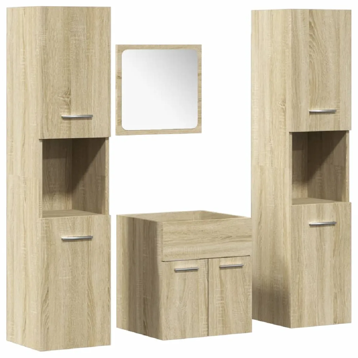 vidaXL Ensemble de meubles salle bain 4 pièces - Chêne sonoma