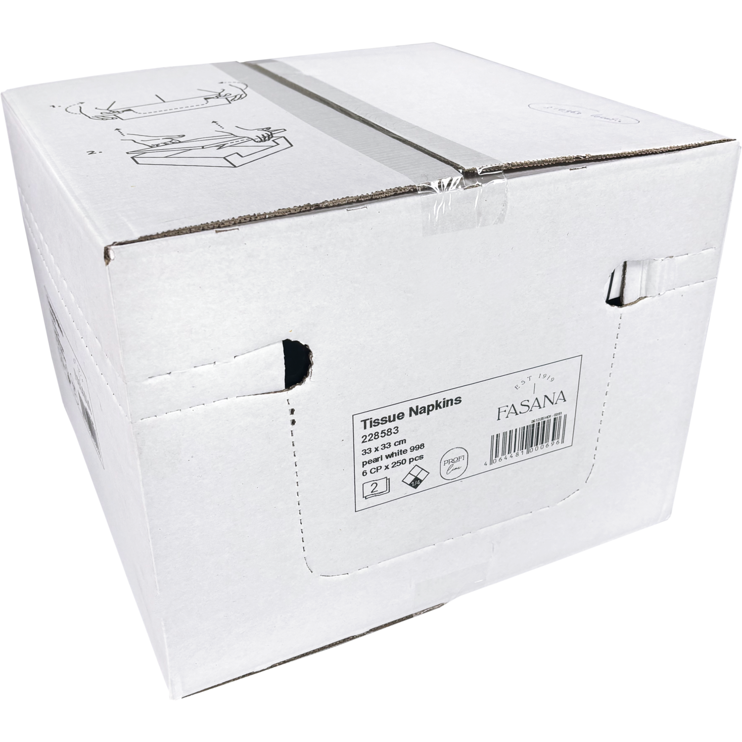 Servet, 1/4 vouw, 2-laags, 33x33cm, cellulose, wit