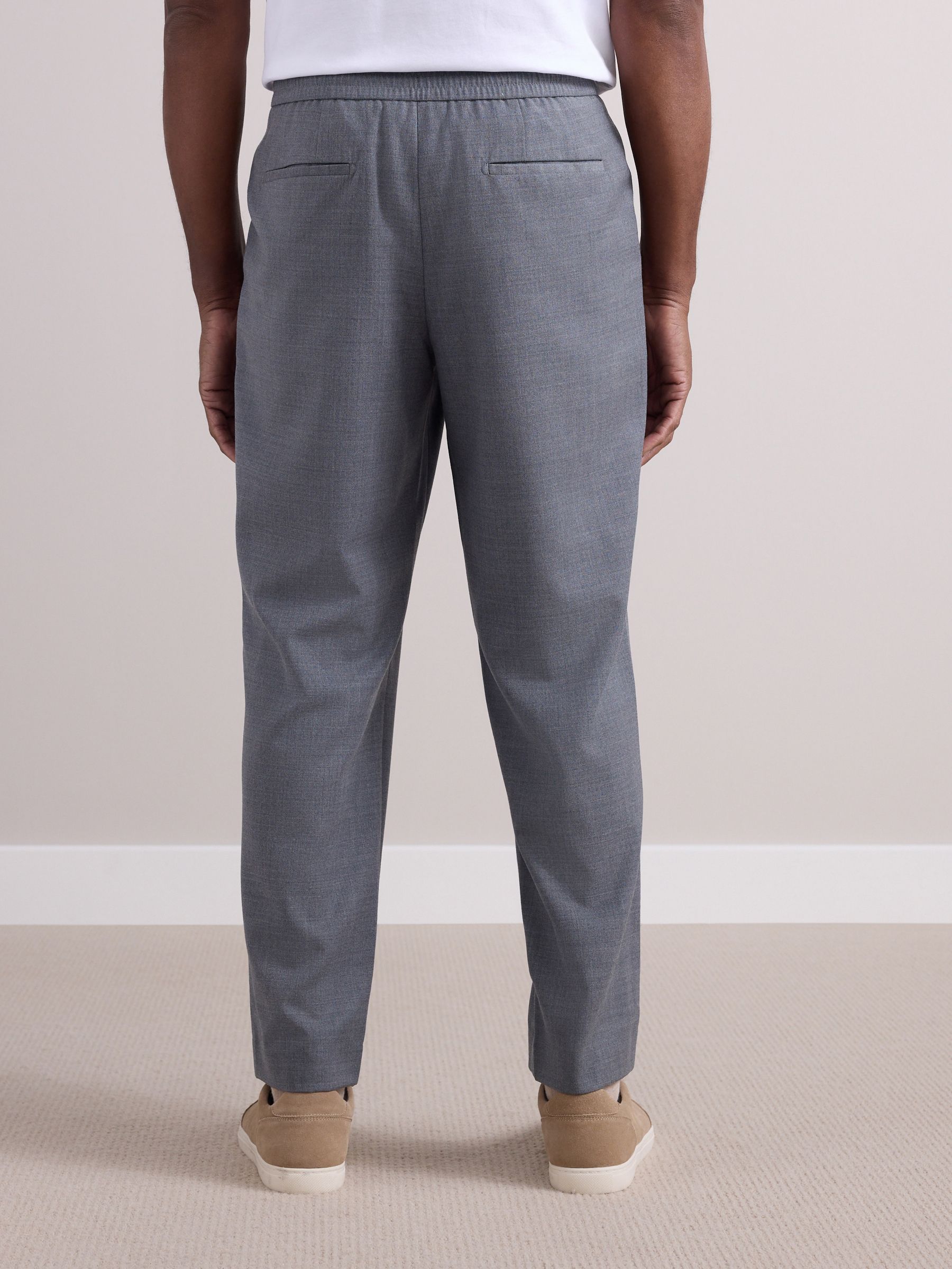 Grijs - Elasticated Waist Wool Rich Textured Formal Trousers