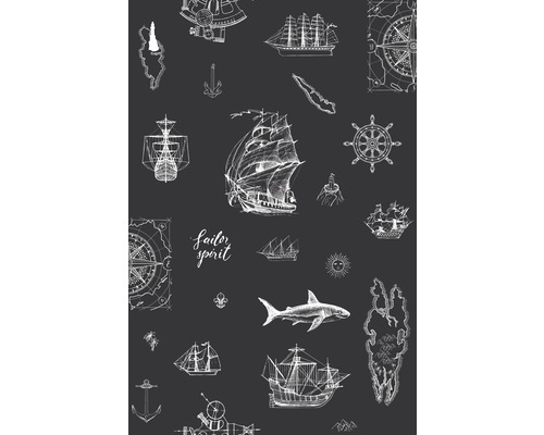 Vliesbehang 45842 Kids Walls Pirate zwart