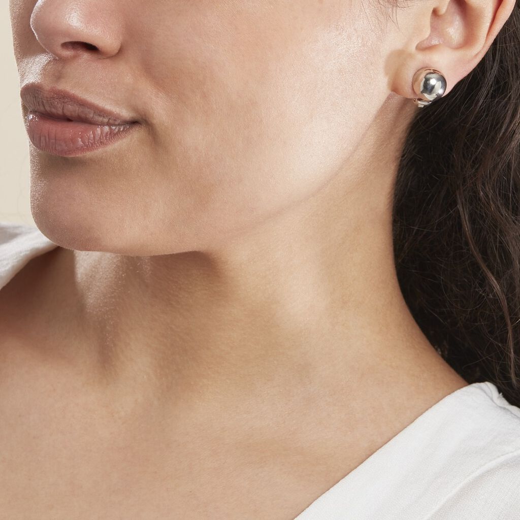 Boucles D'oreilles Puces Miko Argent Blanc