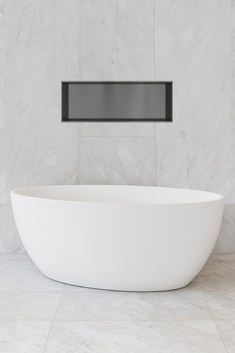 Hotbath &More inbouwnis 30x80x10cm geborsteld gunmetal PVD