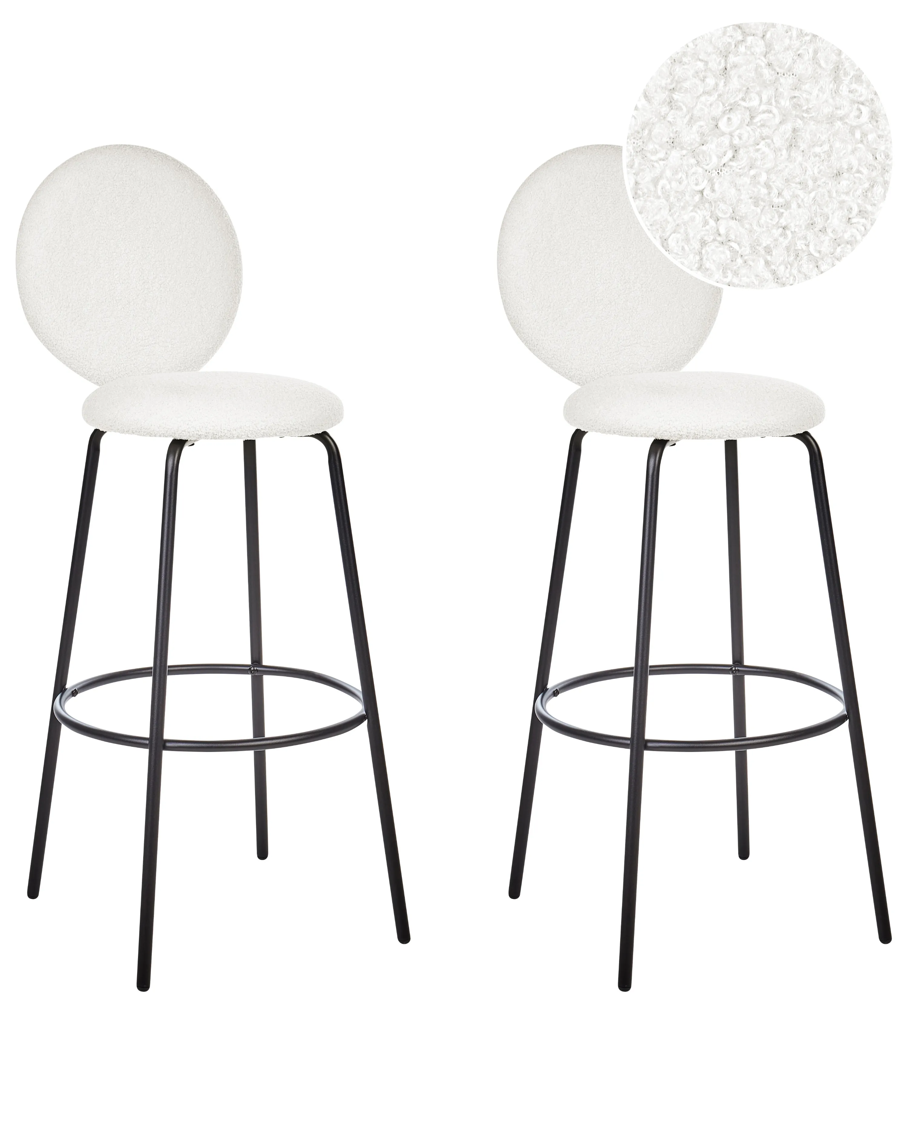 Set van 2 barstoelen EMERY Bouclé Wit