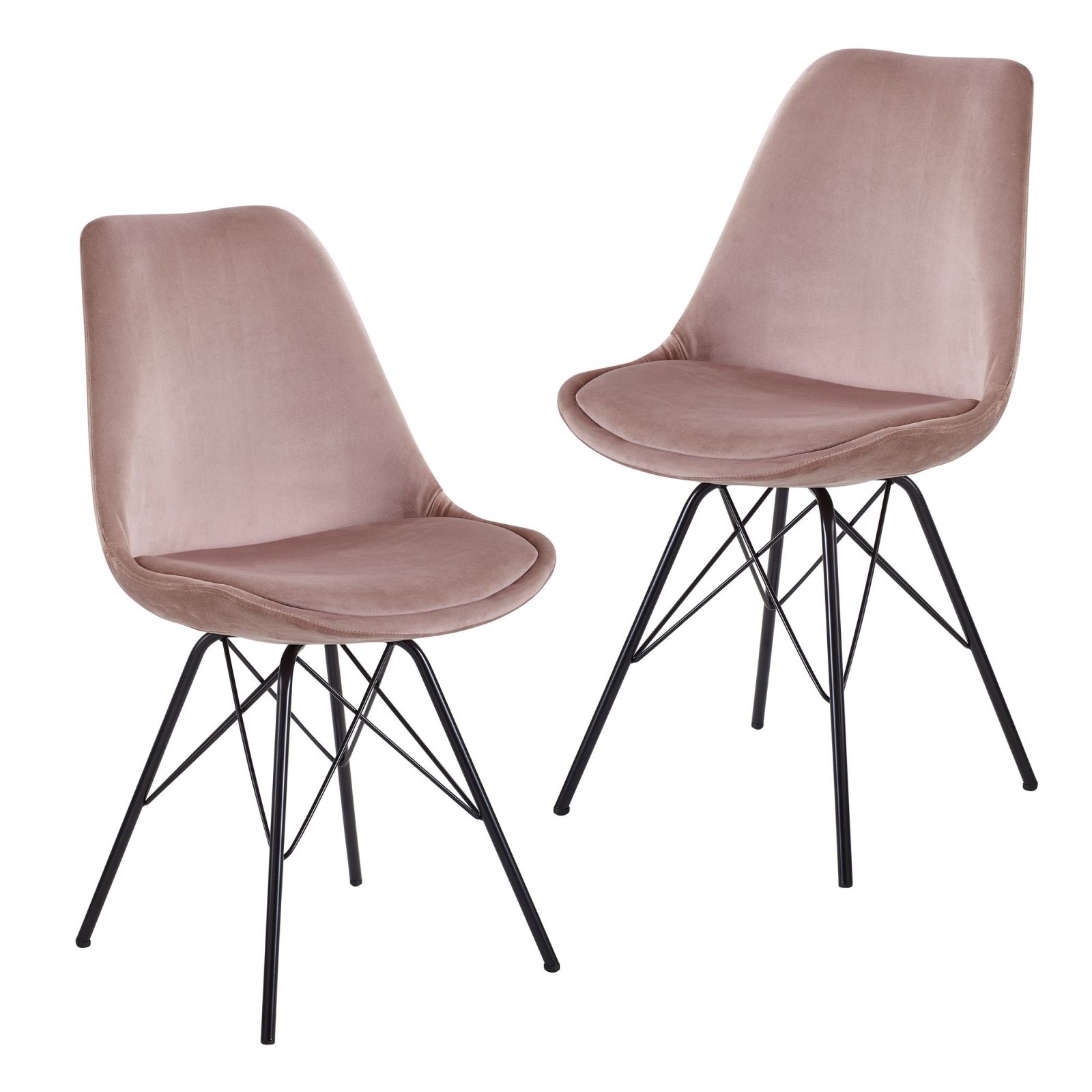 2er-Set Polsterstühle - rosa - Samt