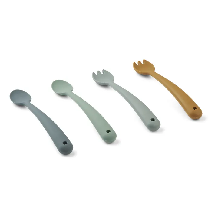 Liewood Couverts en silicone - Set de 4 | Whale blue multi mix