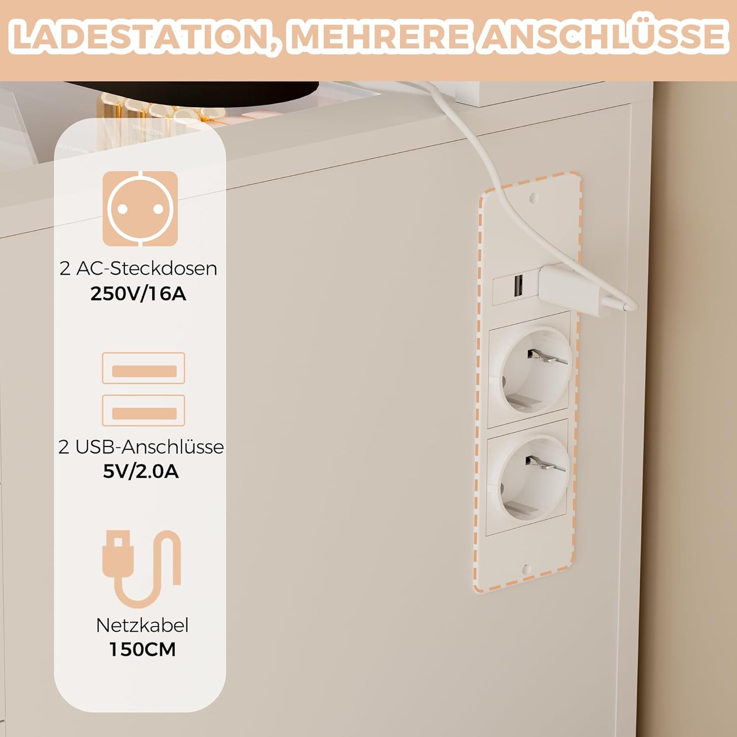 ANWBROAD Große Schminktisch mit Verstellbaren LED-Beleuchtung und Steckdosen,3 Farben,Transparente Glasplatte,Schminktisch mit Spiegel,13 Schubladen,7 Offenen Ablagen,Weiß BDT19W