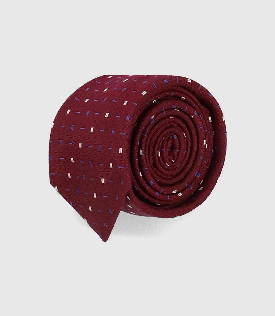 Cravate micro motif slim 5 cm bordeaux MATTIA