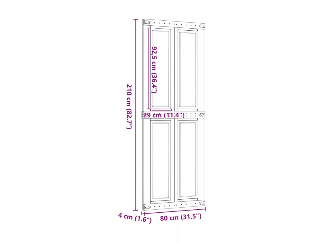 Porte de grange CORONA 80x210 cm bois massif de pin