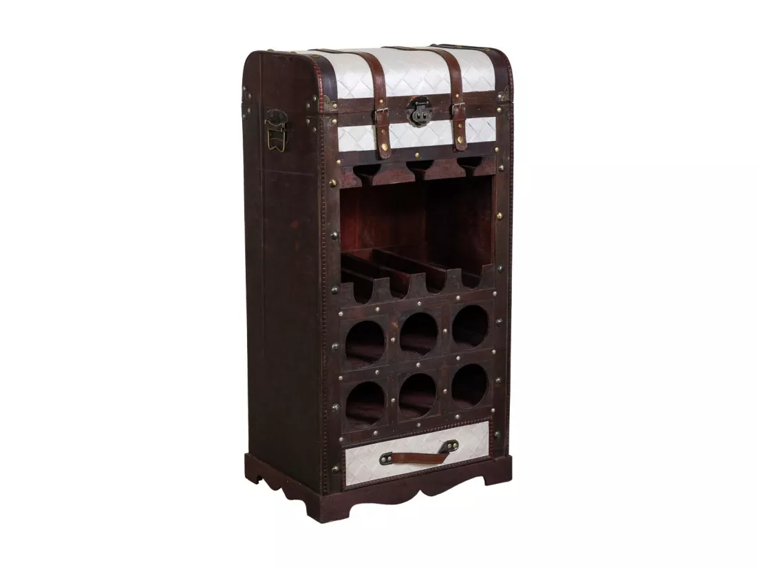 Coffre à bouteilles en bois marron 44x30x85h