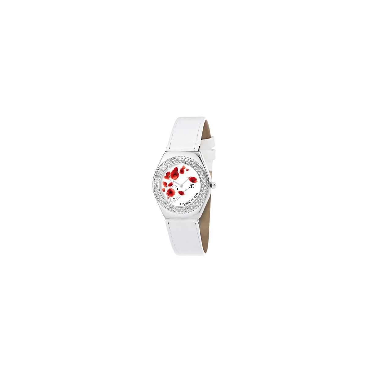 Montre Alysson Coquelicot à mouvement tournant SC Crystal ornée de Cristaux scintillants