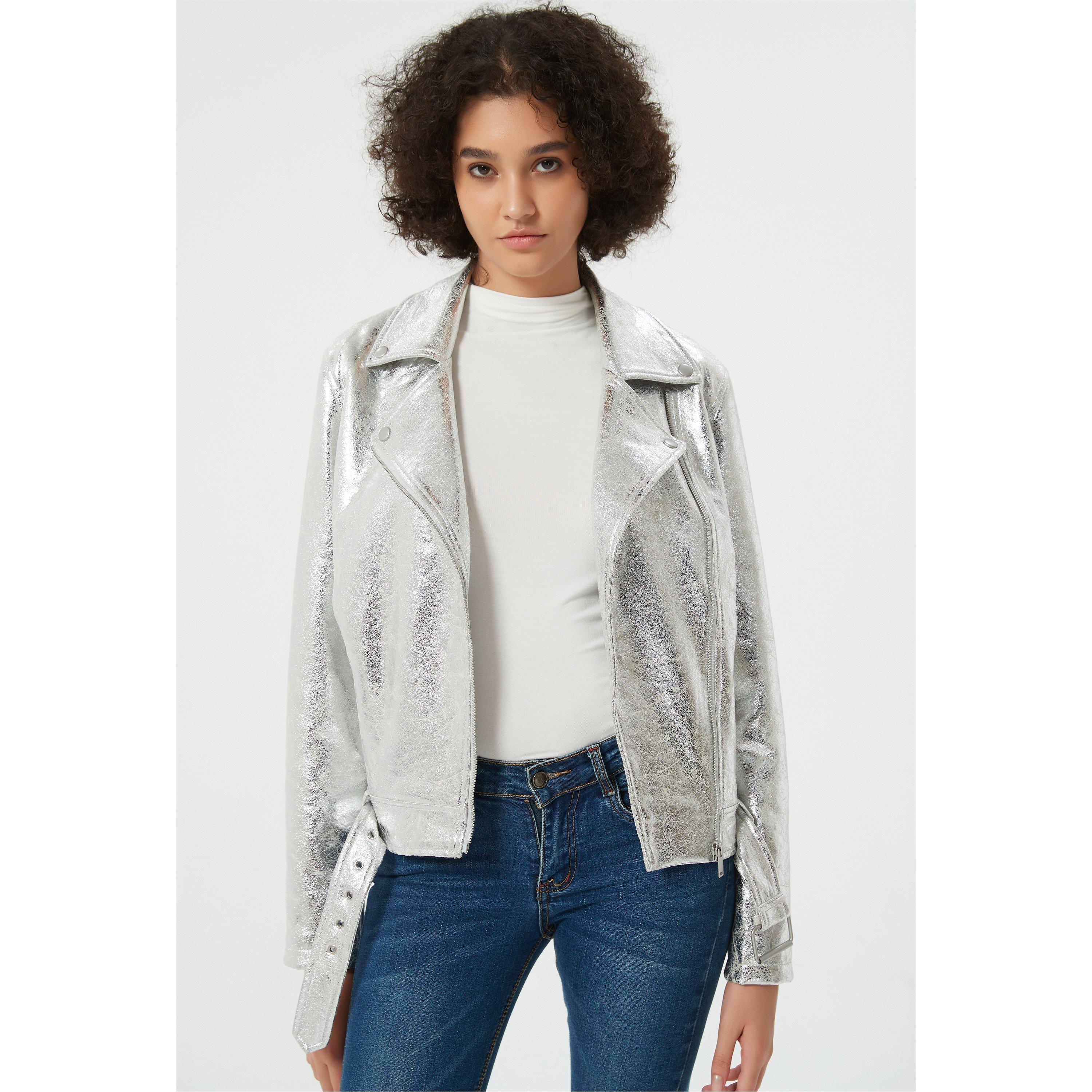 Be You B Metallic Biker Jacket