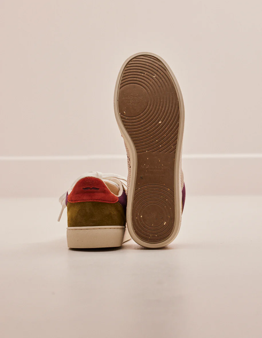 Baskets basses Marie - Suède et mesh terracotta blanc kaki