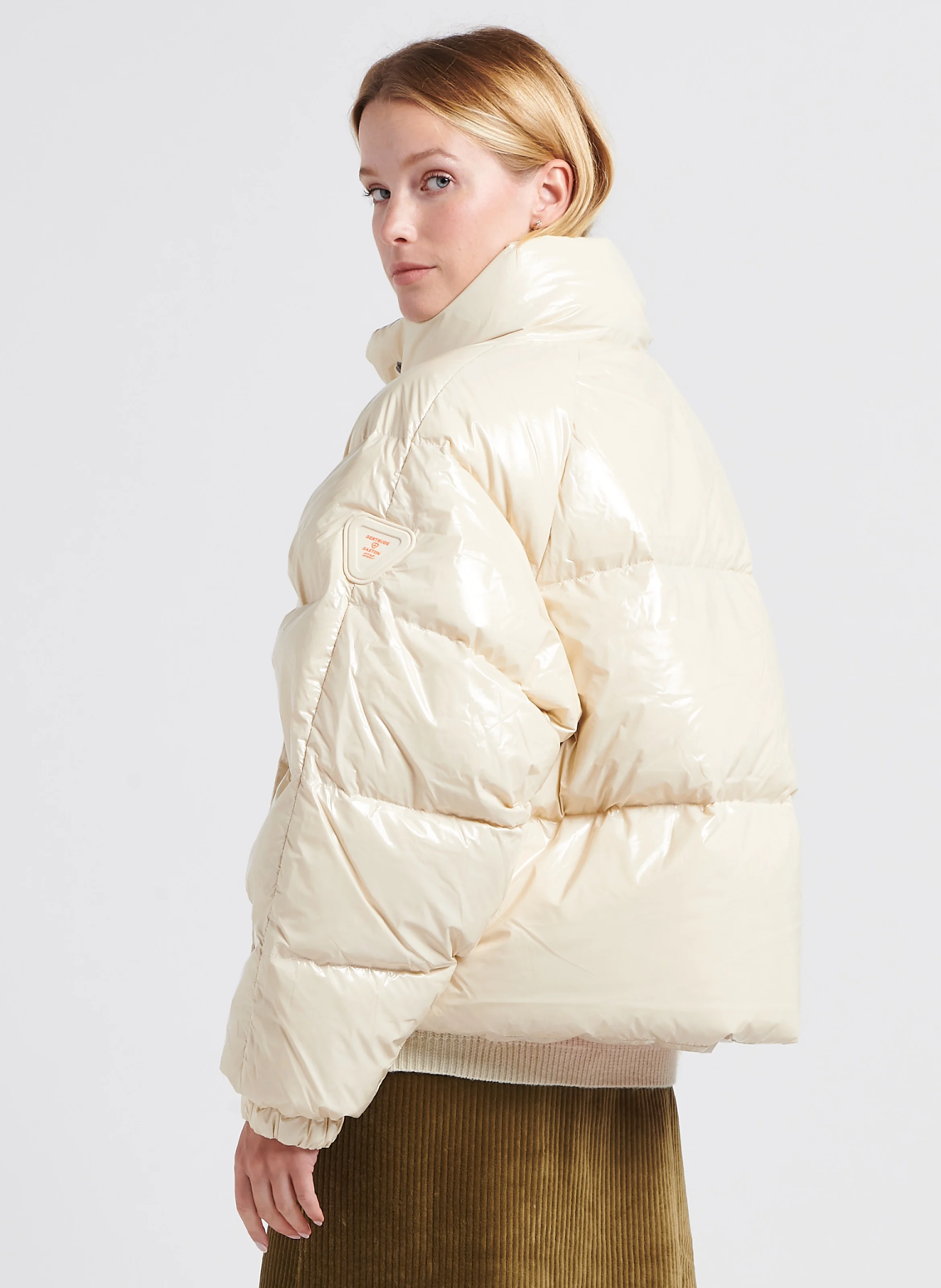 EMMANUELLE BRIGHT - Doudoune col montant oversize| Beige