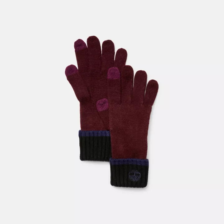 Coffret cadeau bonnet et gants unisexe en bordeaux