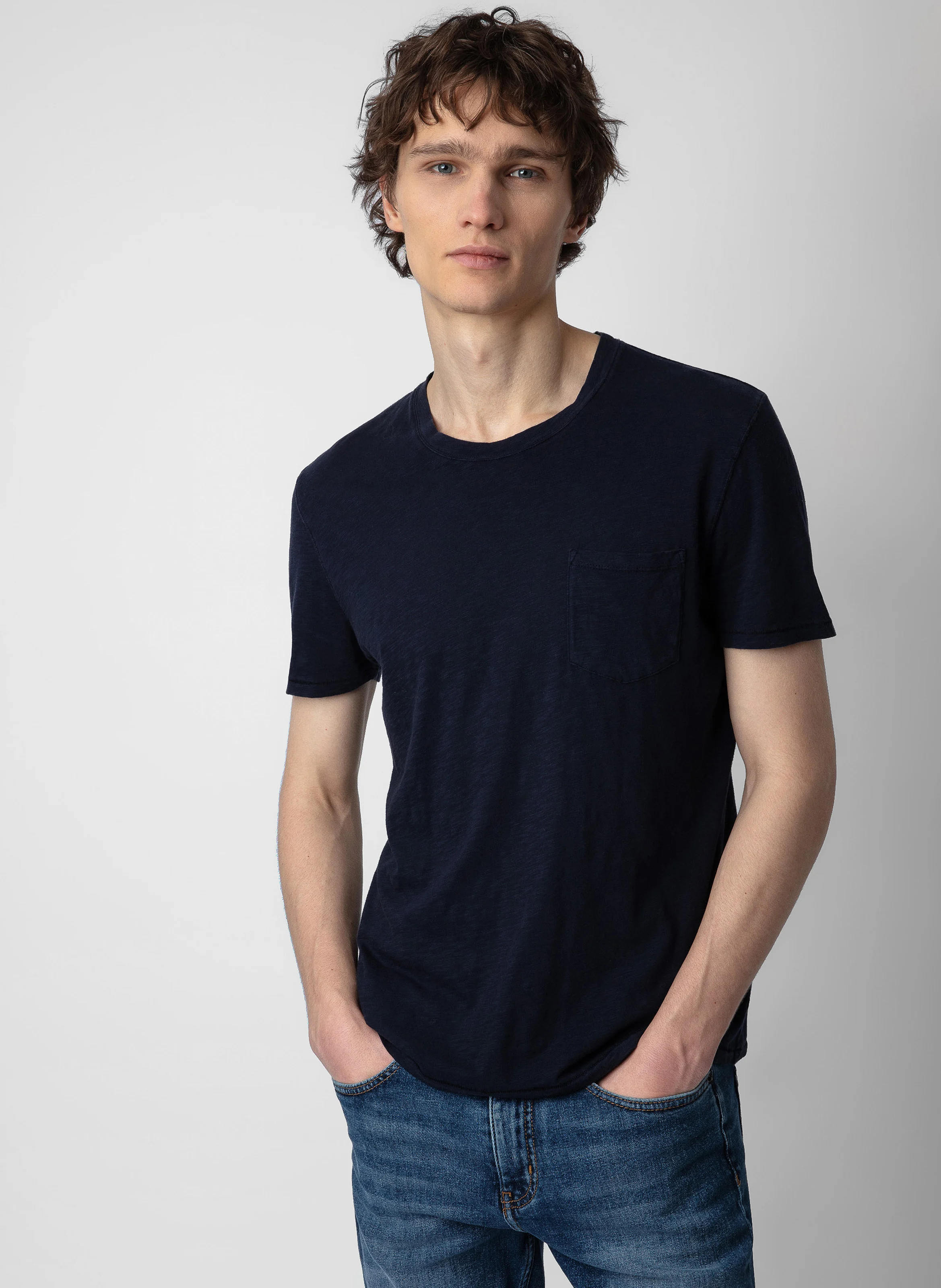 STOCKHOLM - Tee-shirt col rond regular-fit en coton | Bleu