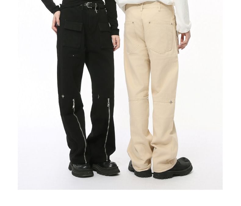 FAERIS - Hoge taille effen broek met rechte pijpen en rits