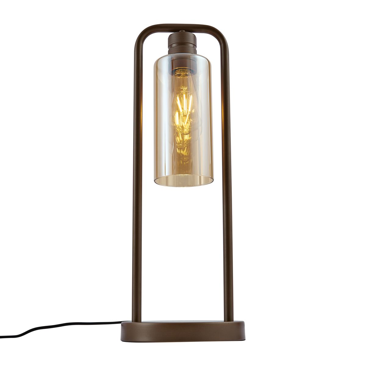 Hotel Chique tafellamp donker brons met amber glas - Stavelot
