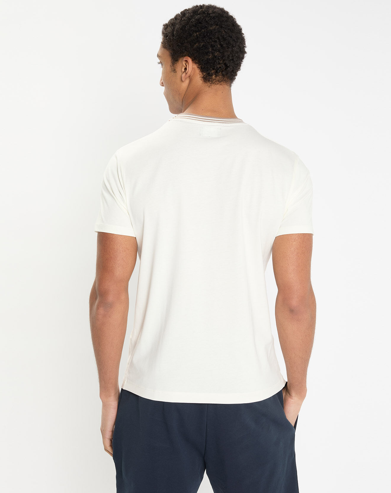 Hackett London T-Shirt en Jersey Regular Fit Rib écru