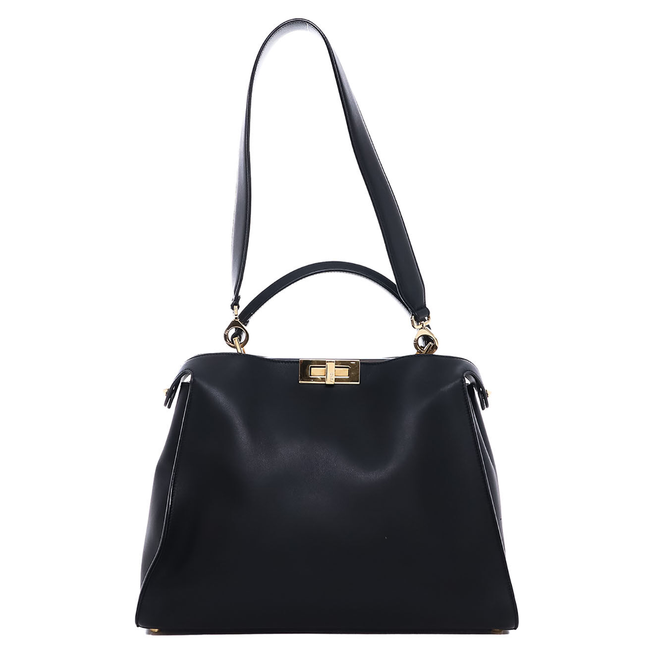 Fendi Sac porté épaule Peekaboo en Cuir noir - Bon état - L.39 cm