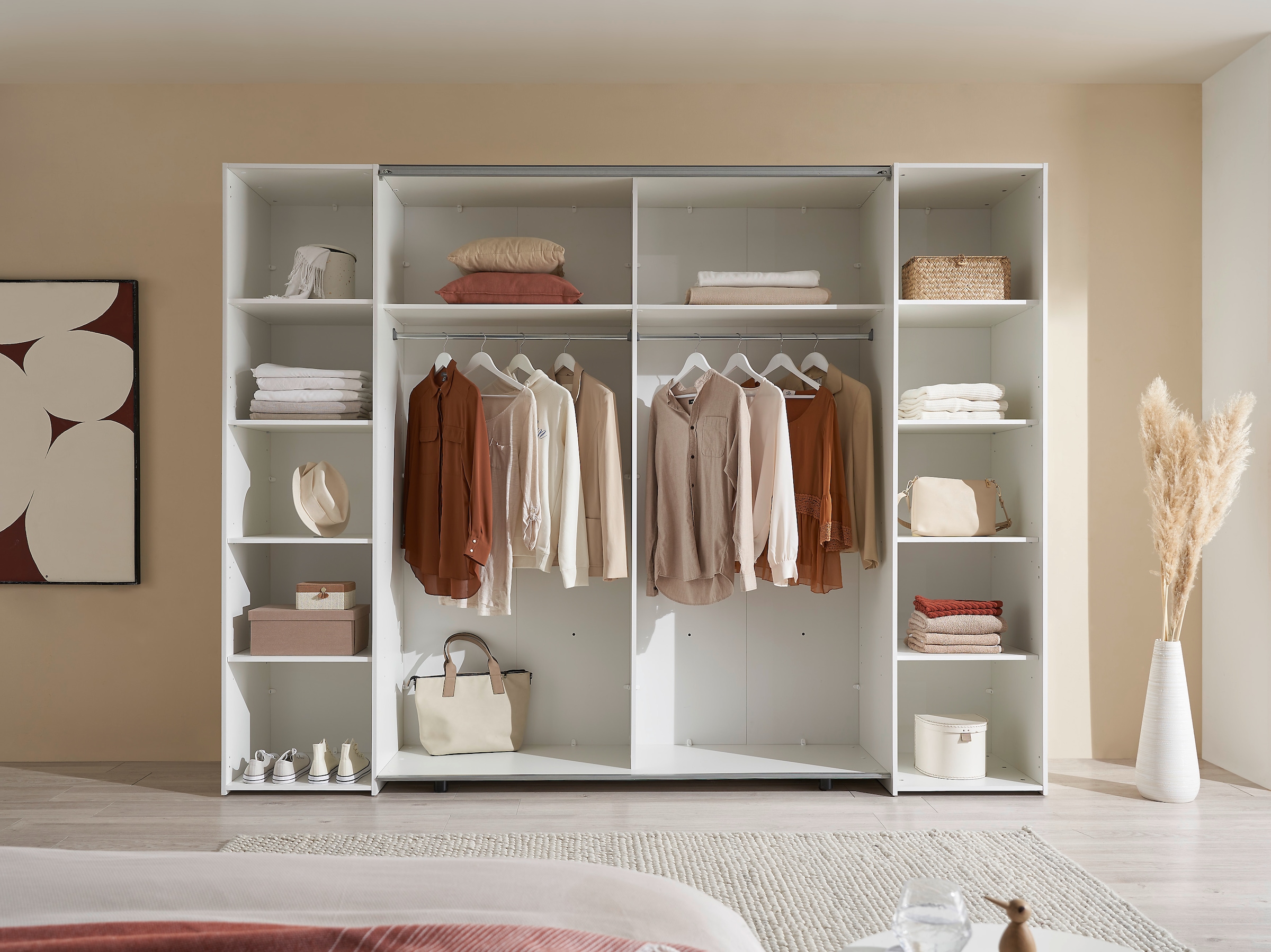 Schlafkontor Schwebetürenschrank »Maturs Drehtürenschrank« 2 Schwebetüren, 2 Drehtüren mit 10 Einlegeböden und 2 Kleiderstangen