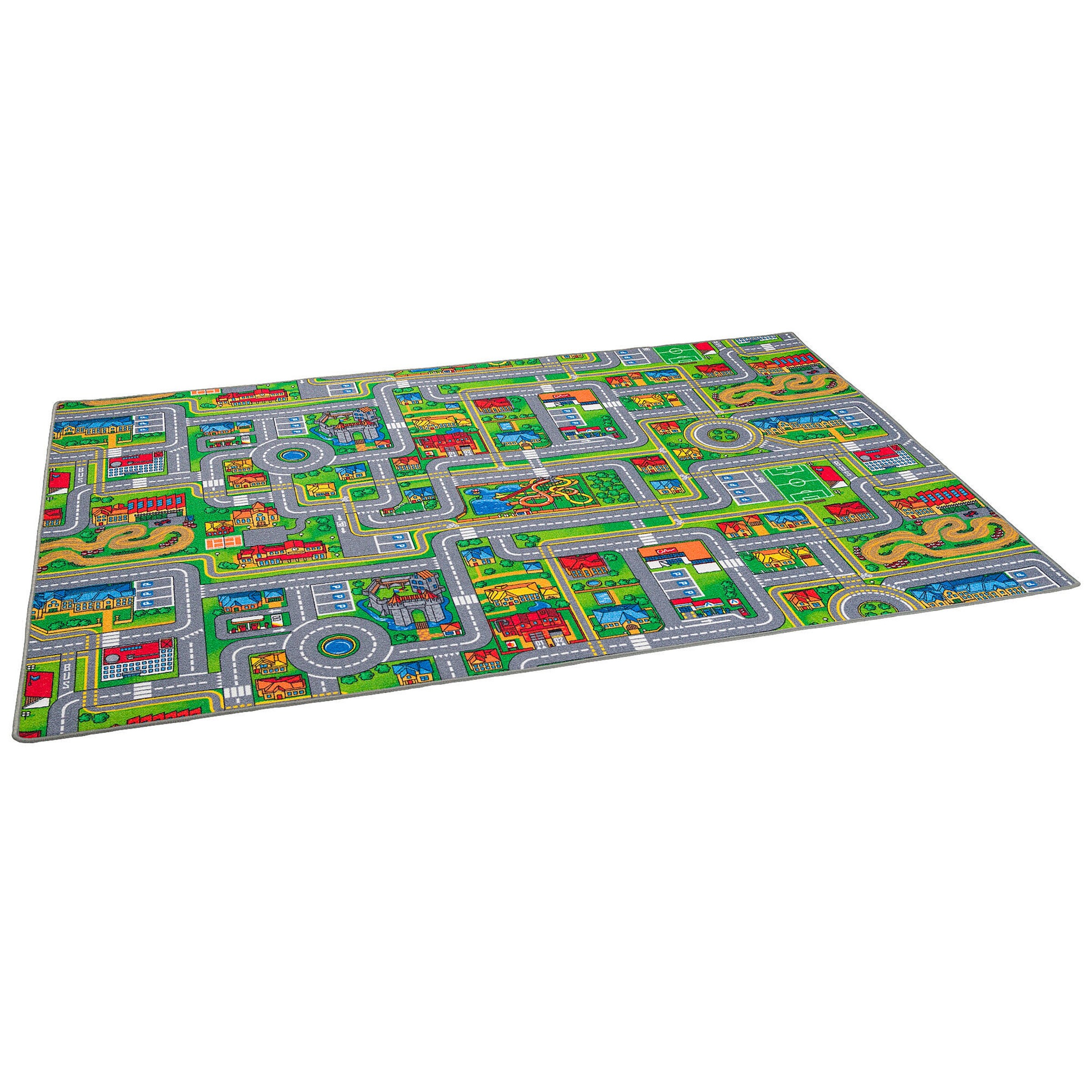 Snapstyle Kinder Spiel Straßenteppich Grau Grün - 100x200 cm