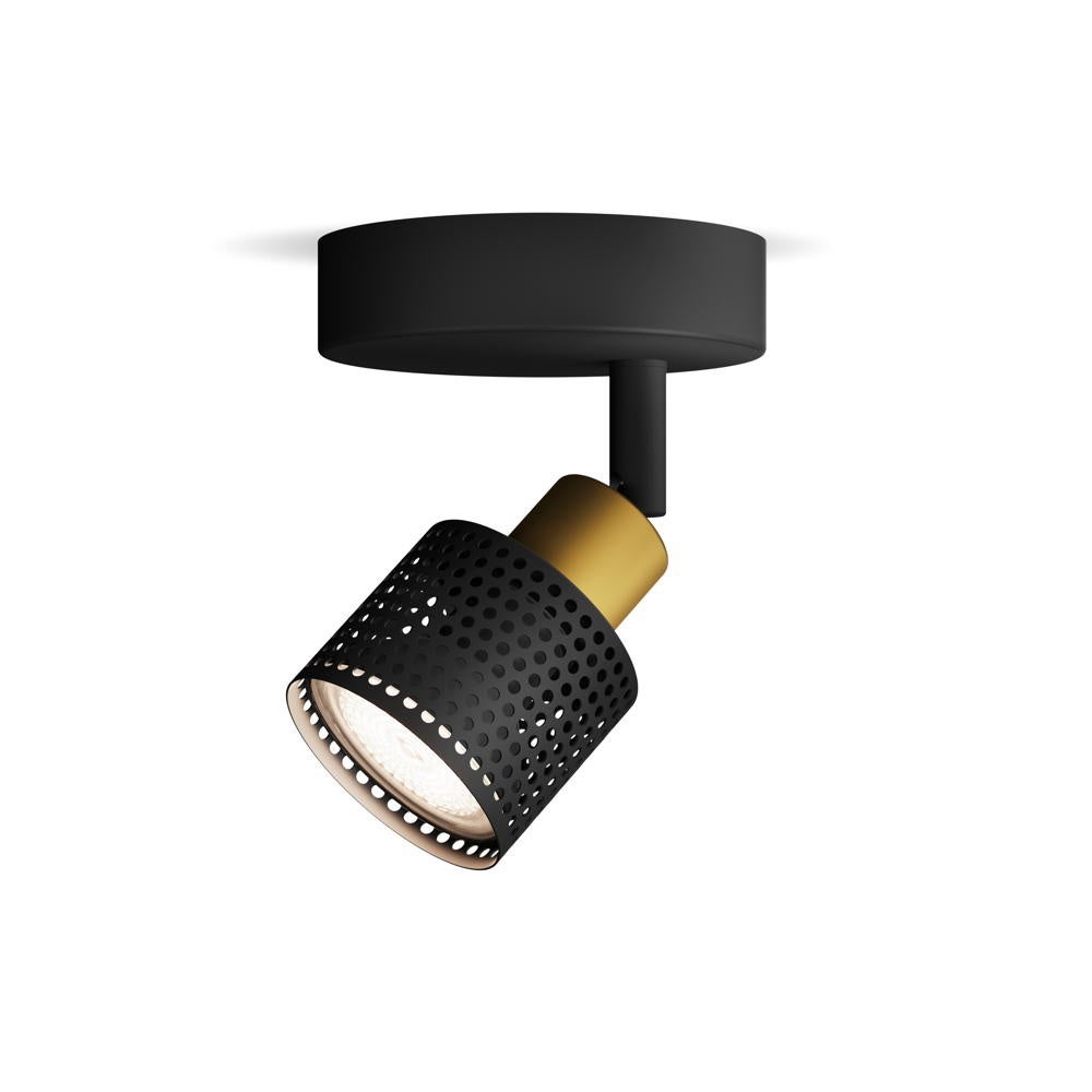 Niall wand- en plafondlamp in zwart en goud GU10