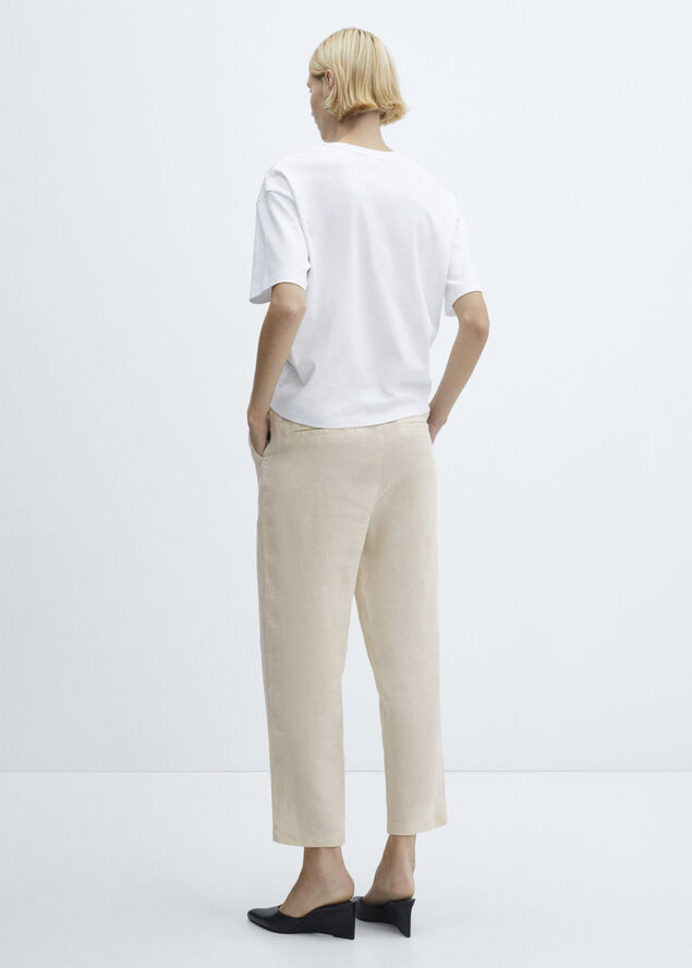 MANGO 100% linen trousers Light beige