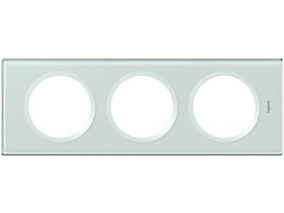 Plaque de finition triple Legrand Céliane verre kaolin
