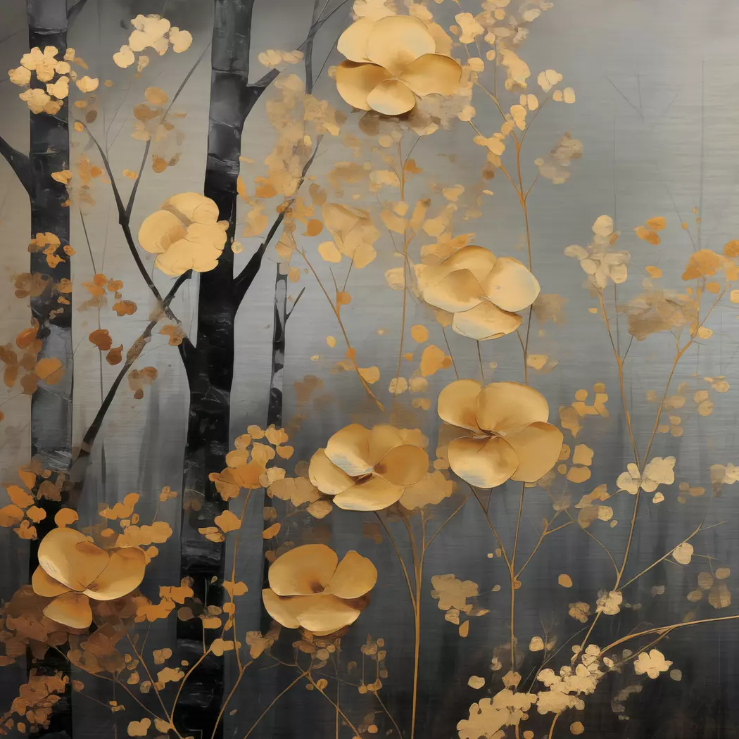 Wandbild 30 x 30 cm Golden Leaves III