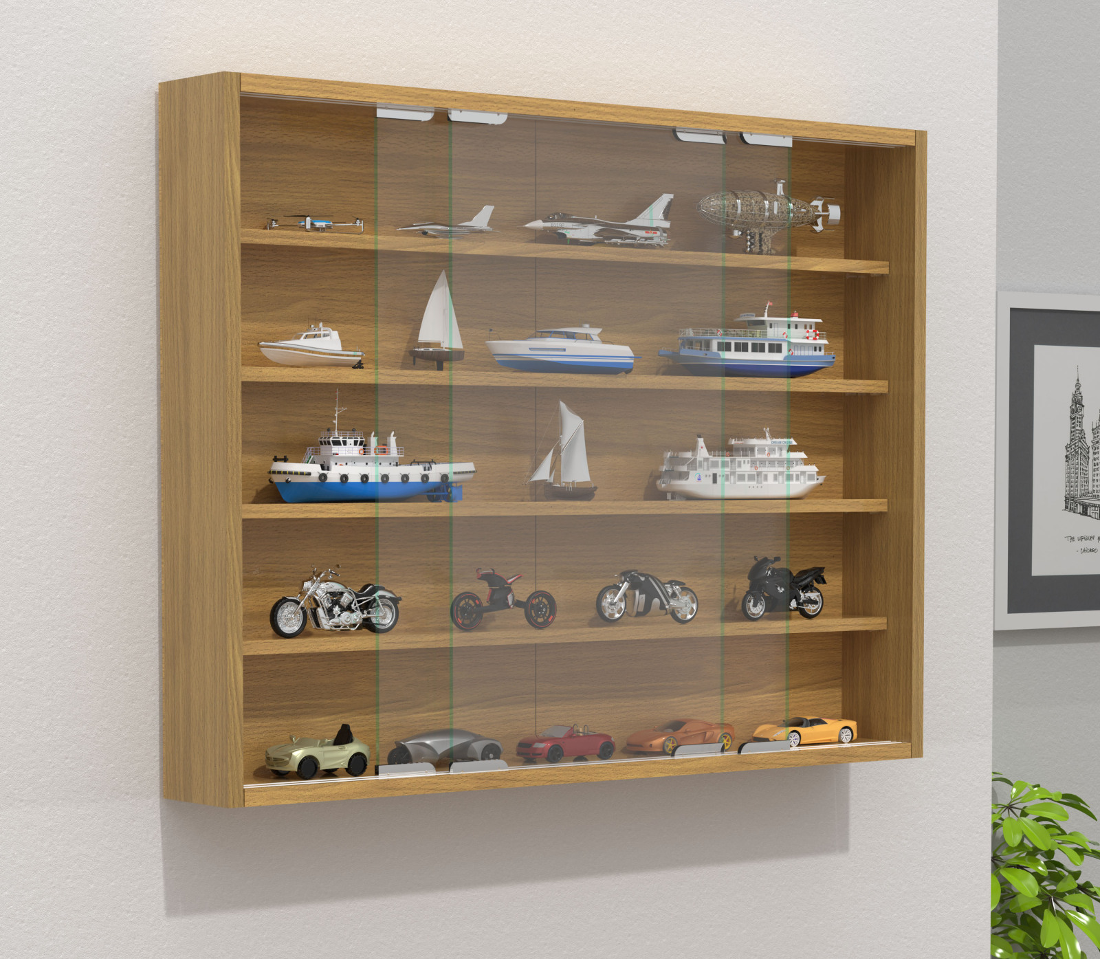 Wandvitrine AGISA L - Buche - Schiebetüren - 77 cm breit