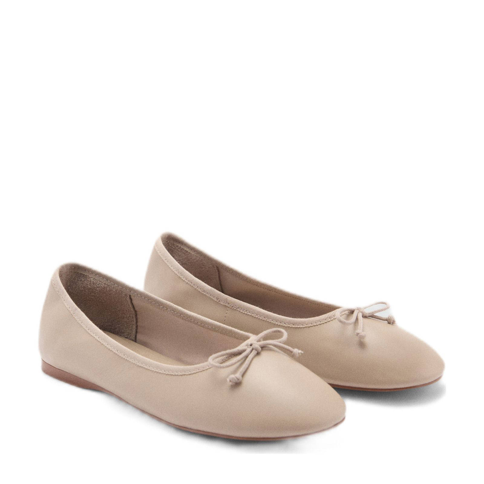 Mango leren ballerina's lichtroze