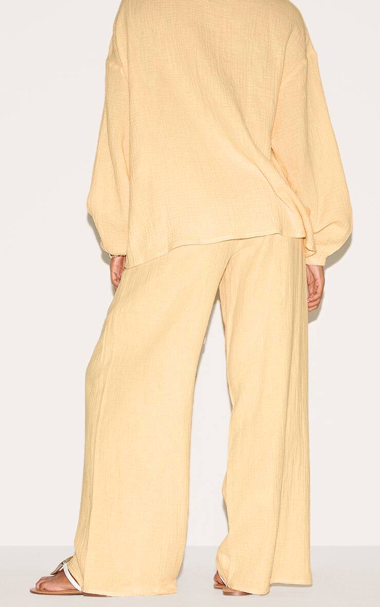 Citron Pantalon Large En Gaze Texturée
