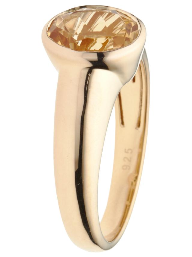 Solitär-Ring, Citrin, Silber 925, vergoldet