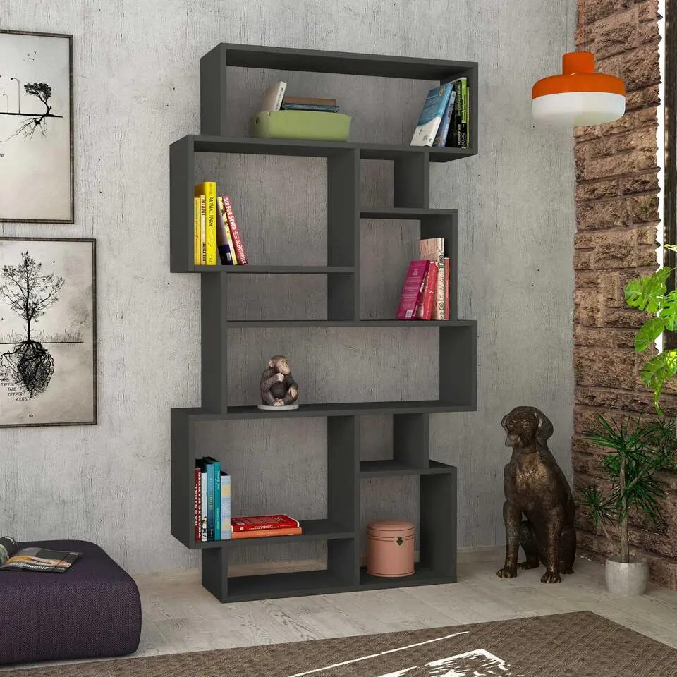 Emob Stijlvolle Woody boekenplank - 100% Melamine - 18 mm dik - Antraciet