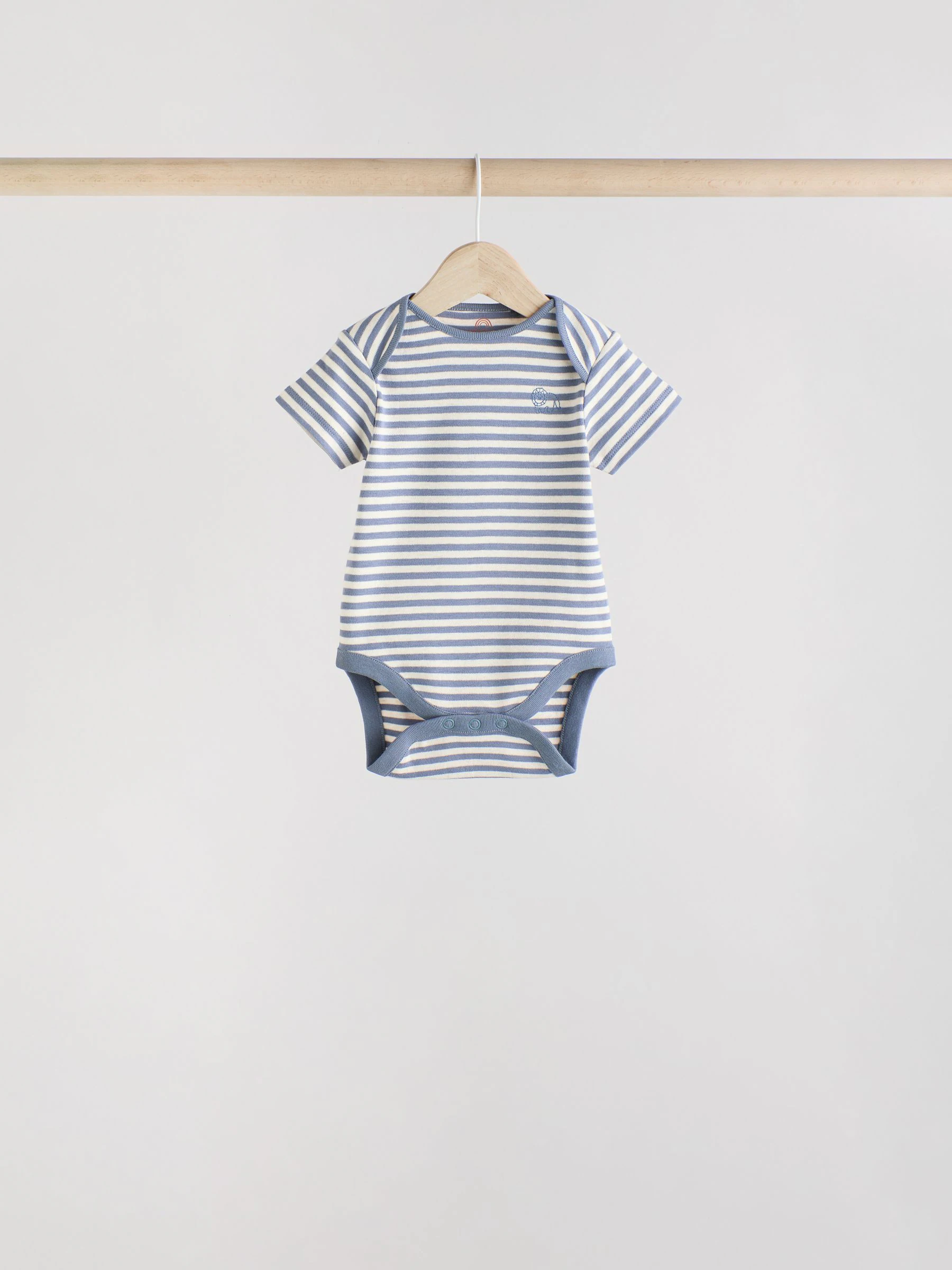 Marineblauw/ Lichtbruin Safari - Verpakking van 5 babyrompertjes met korte mouw van 100% katoen