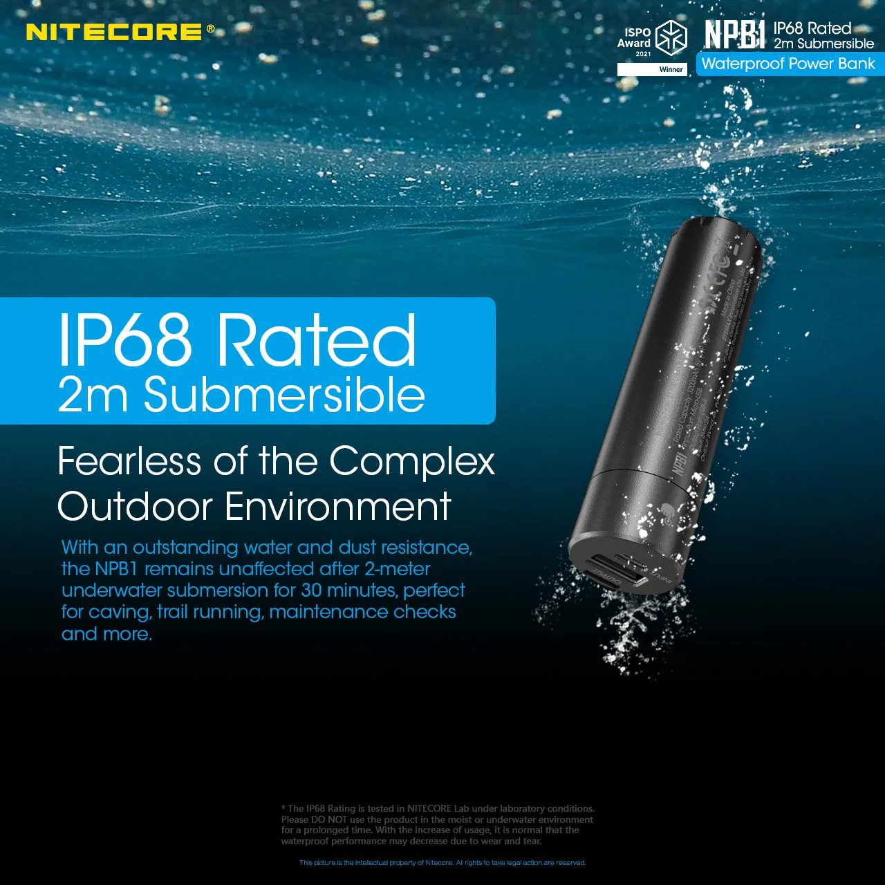 Nitecore Npb1 Waterproof Powerbank 5000 Mah Black