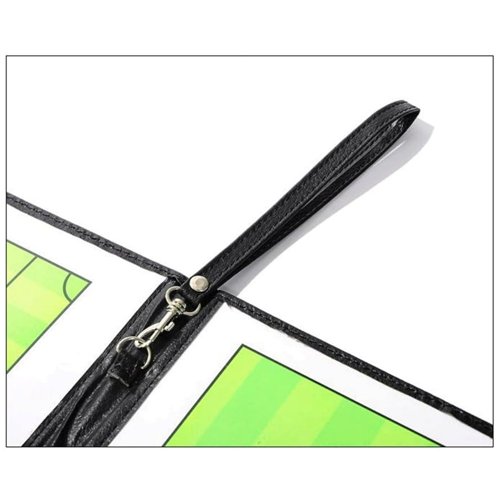 Leder Fussball Taktikmappe Magnetische Sport Tafel Coach Board mit Zubehör - Schwarz