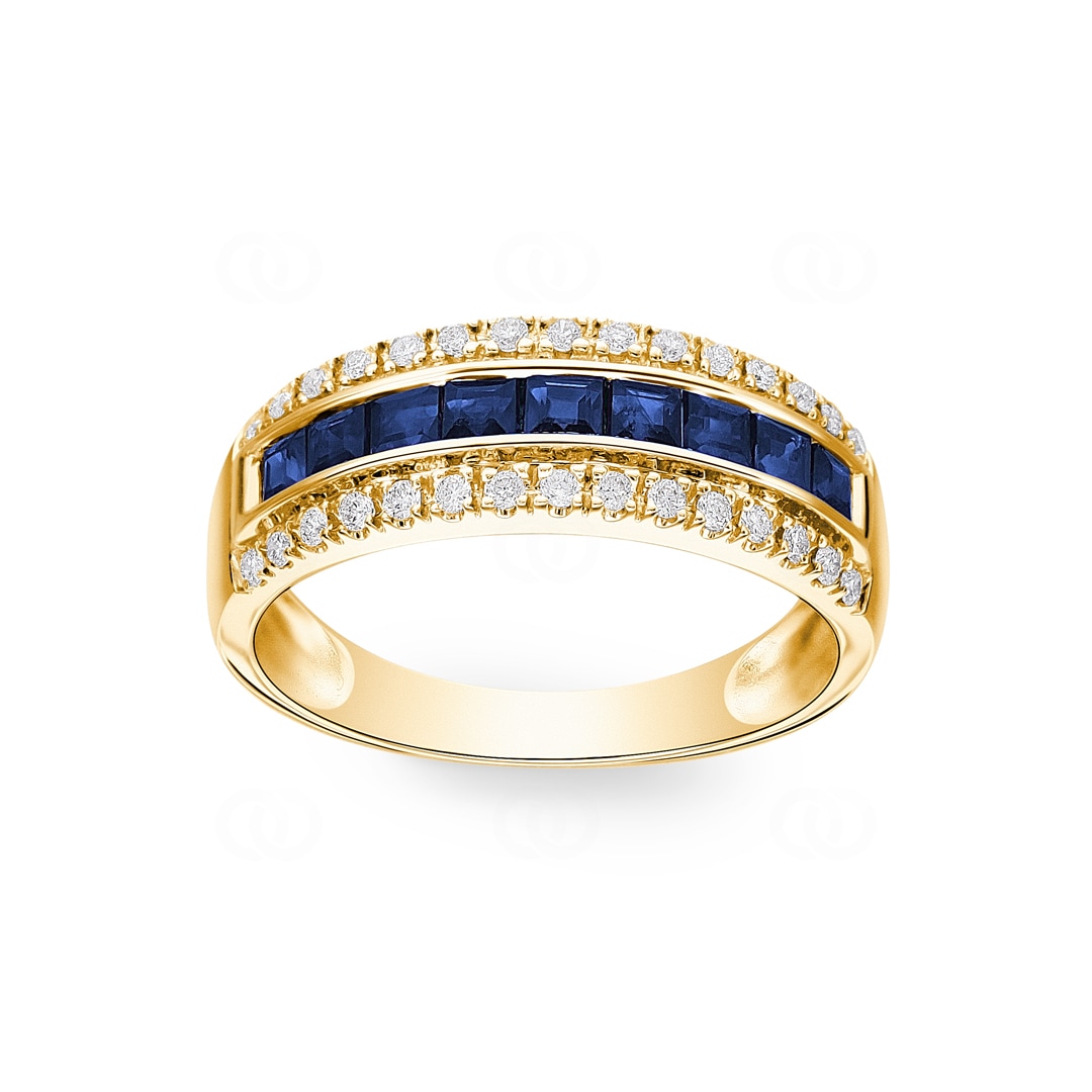 Saphirring 750/18 K Gelbgold mit Diamanten 0.20 ct H/si