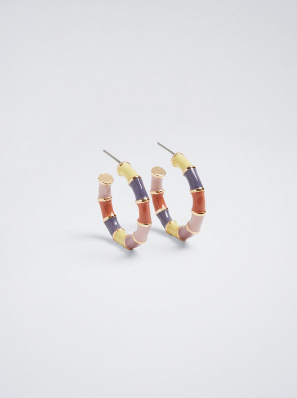 Brincos de argola com esmalte - Multicor