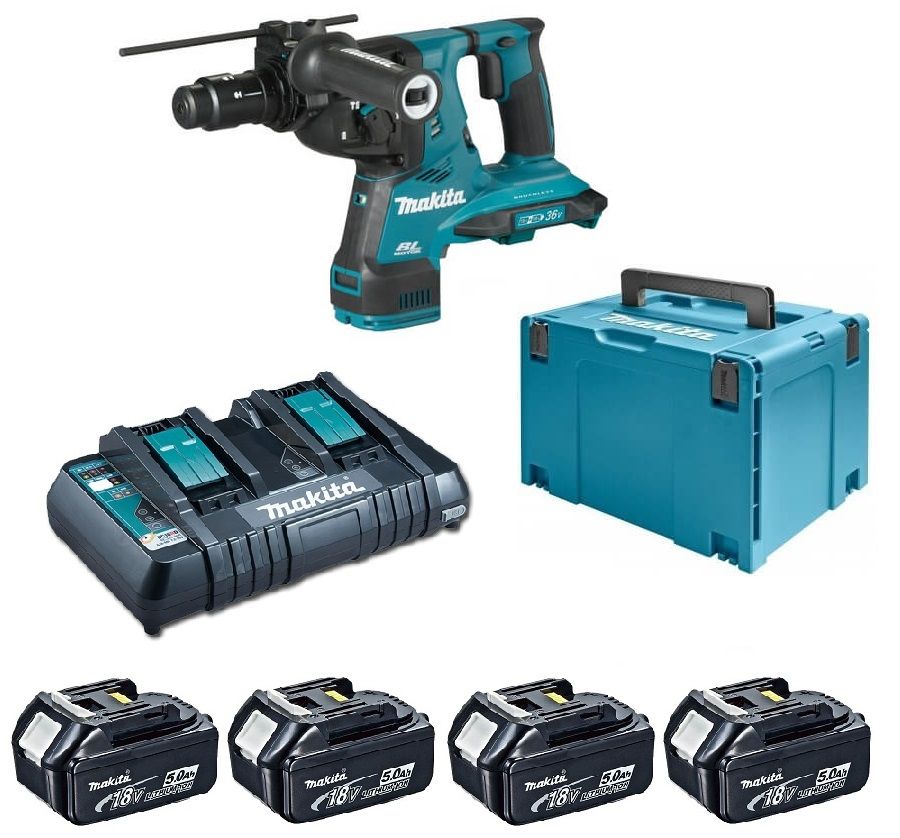 Makita DHR281PT4J 36V (2x18V) SDS-plus combihamer set (4x5.0Ah) in Mbox