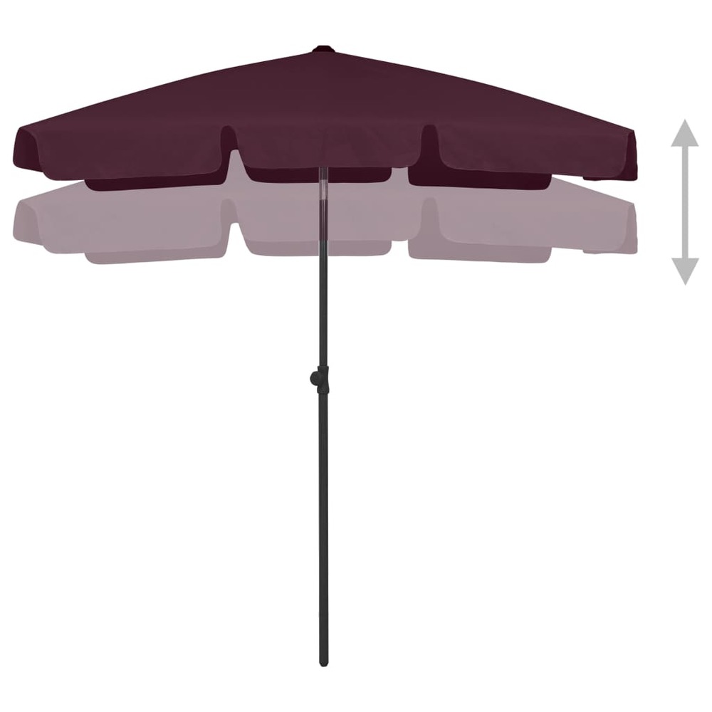 Parasol de plage rouge 180 x 120 cm bordeaux