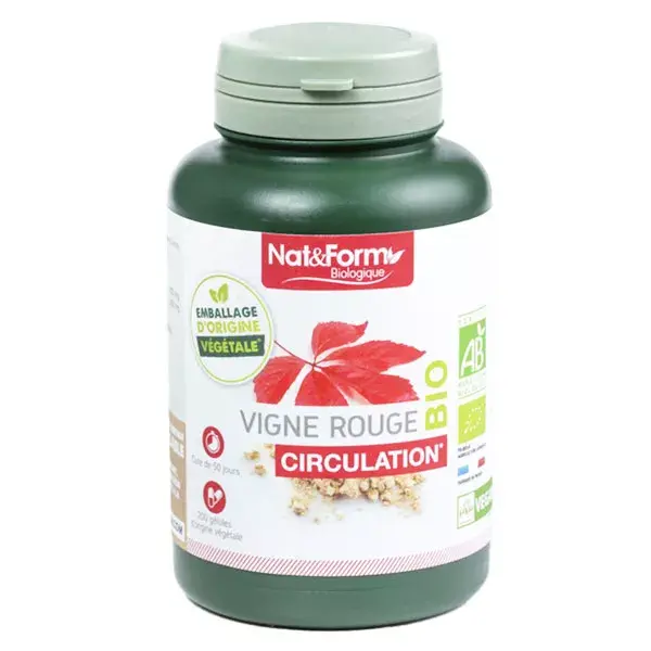Cápsulas Vegetais de Vinagre Tinto Orgânico Nat & Form - 200 unidades